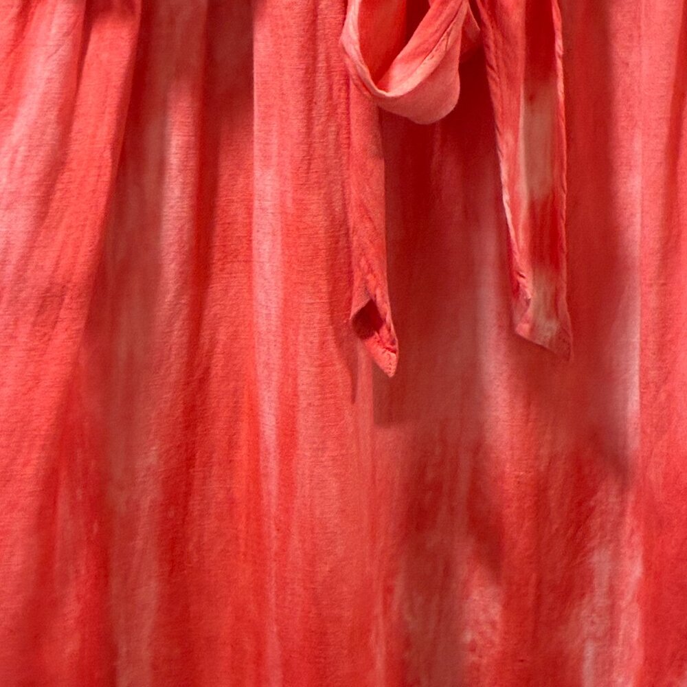 ATTIC SALT Strappy Tie Dye V-Neck Bow Tie Empire Mini Sundress Orange/White XL - Picture 7 of 11